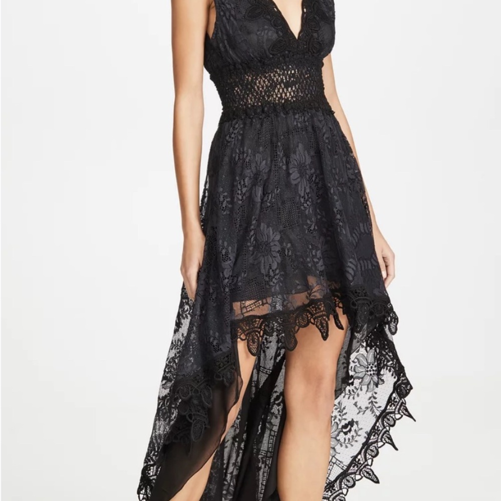 Temptation Positano Black Asymmetrical High-Low V-Neck Dress
